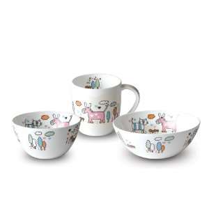  Fine Bone China Vanilla 3pc Kids Meal Set Kitchen 