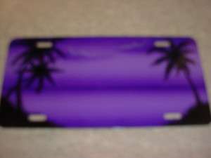   PALM TREES Airbrushed PURPLE CAR TAG Truck Auto LICENSE PLATE  