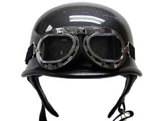 German Carbon Fiber Motorcycle Half Helmet w/Goggles ~M  