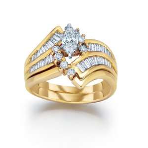   ctw Marquise Baguette Bridal Set in 14kt Yellow Gold (9) Jewelry