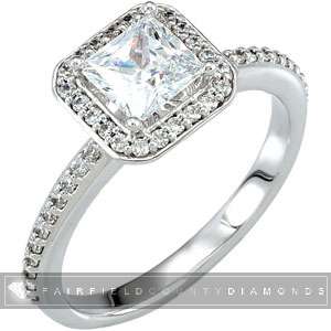 28 ctw PRINCESS Cut J / SI2 Diamond Engagement Ring 14K White Gold 1 