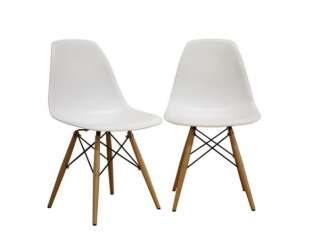 Eiffel Molded Plastic Side Chair Wood Dowel Base SET 2  