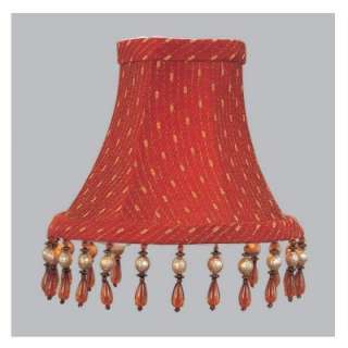 NEW 6 in. Wide Clip On Chandelier Shade, Red Gold with Amber Beads 