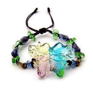  Liuli Butterfly Glass Pendant Bracelet 