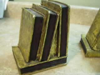 CBK Ltd. BOOK BOOKENDS Painted Gold VERY PRETTY Stacked Books BOOK 