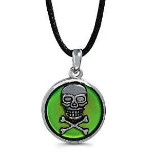 Mood Necklace Skull Cameo Necklace Death Cross Bones   Reveals Your 