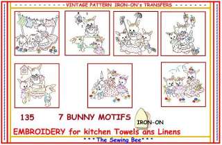 135   Bunny Rabbit motives embroidery transfer pattern  