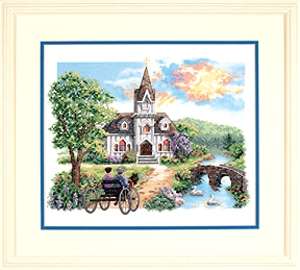   Stitch kit 14 x 12 ~ COUNTRY CHURCH #03227 Sale 088677032272  