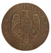 1788 Massachusetts Cent Post Colonial Replica Coin  