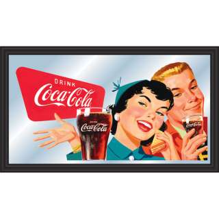 COCA COLA Vintage Art Mirror, Happy Couple Enjoy a Coke  