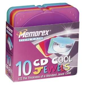  Memorex CDRom Jewel Cases coolcolors Slim design (10 Pack 