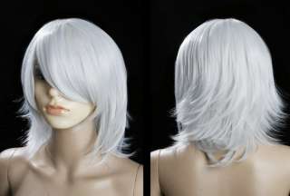 Anime Cosplay Short Party Grey White Hair Wig Z17  