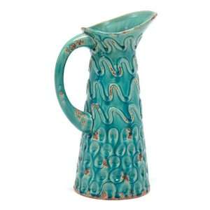  Tall Ceramic Turquoise Pitcher Vase