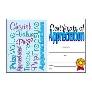   Certificate of Appreciation  Set of 25 8.5 X 5.5