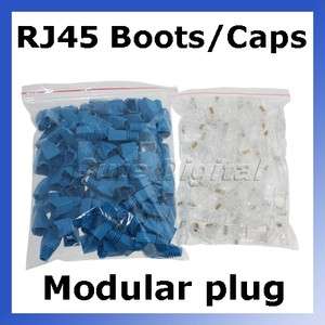 RJ45 RJ 45 Connectors Modular 100 Plugs+Boots CAT5  