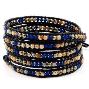  Chan Luu Lapis Mix Wrap Bracelet on Black Leather Jewelry