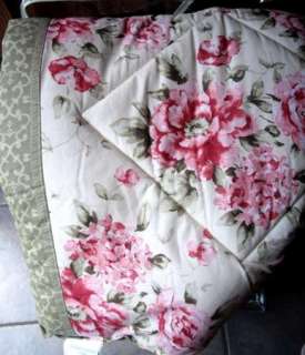   ASHLEY Cottage Chic Pink Sage Shabby Rose Twin COMFORTER FREE SHIP