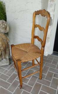 Antique French Country Dining Chairs~Shell Carving~Rush Seat~Tall 