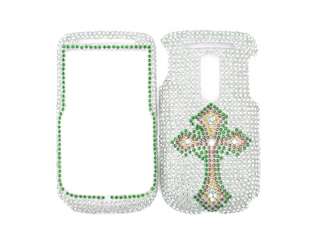 CRYSTAL BLING HARD CASE COVER for HTC DASH 3G S522 SILVER CROSS 