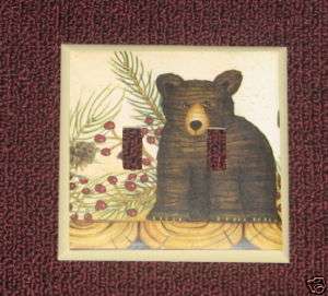 RUSTIC BEAR Switch plate Double Switchplate LIGHT COVER  