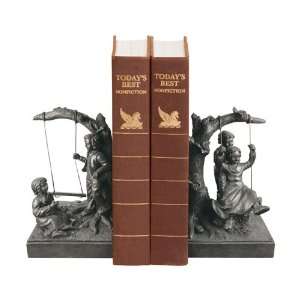   Children Swinging Not Too High Bookends, 6 1/2 Inch Tall Home