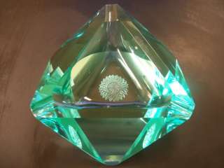 Vintage 1970s Green/ Crystal Ashtray Smooth 7 x 8  