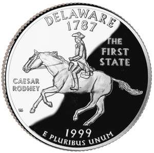 1999 S SILVER GEM PROOF DELAWARE STATE QUARTER 90% SILVER FROM SET 