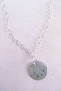 Disc Custom Personalized Hand Stamped Silver Necklace  