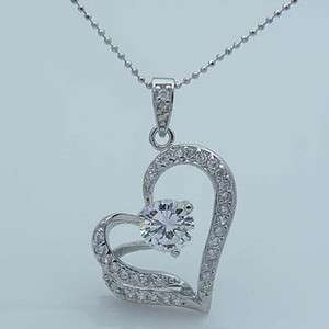   Fashion Jewelry Womens Crystal Heart Shaped Pendant Necklace  