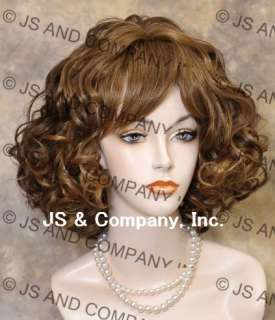Human Hair Blend Perfect Curly Wavy Strawberr Brown wig  