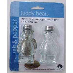 Clear Glass Teddy Bear Salt and Pepper Shakers Set  