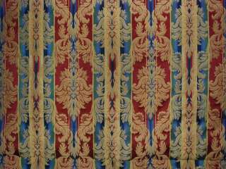 Red Jewel Tone Damask Stripe Drapery Upholstery Fabric  
