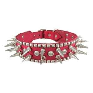  28 Inch Hot Pink Leather Spiked Dog Collar 1 Spikes Large 