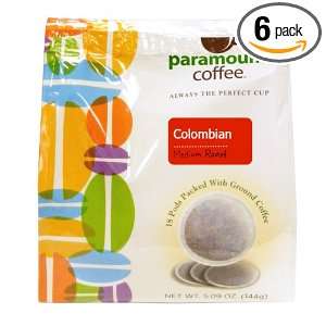 Paramount Coffee, Colombian Ground Coffee, 18 Count Pods (Pack of 6 