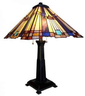   Mission Inspired Stained Glass Table Lamp 15 Colorful Shade  