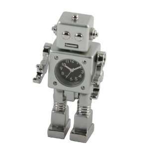 Silver Robot Miniature, Mini, Novelty Desktop Clock  