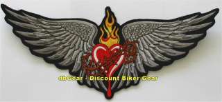 Detailed Silvery/Gray Feather Wings with a Flame Sacred Heart and 