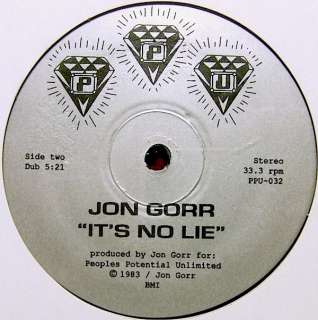 JON GORR / ITS NO LIE / PEOPLES POTENTIAL UNLIMITED MODERN SYNTH SOUL 