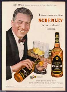 1950 Ezio Pinza Photo Schenley Whiskey vintage print ad  