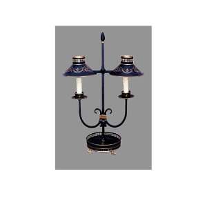  Country French Tole Lamp with Hand painted Shade Black 