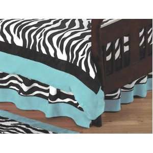  Turquoise Funky Zebra Bed Skirt for Crib and Toddler 