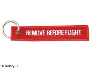 beautifully embroidered double sided Remove Before Flight fabric key 