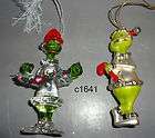 Lenox GRINCH TWO ORNAMENTS crystal and metal   mint