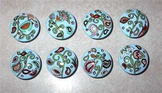 PAISLEY  Hand Painted Wooden DRESSER DRAWER Knobs/Pulls  