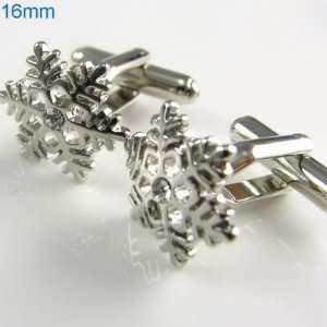    Silver Snow Flake with Crystal Cufflinks Cuff Links Jewelry
