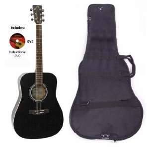  Mentor VT Black Acoustic Electric Guitar Package w 