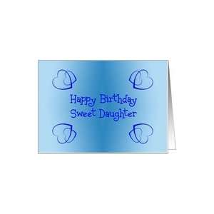 Daughter Birthday, blue hearts on blue Card