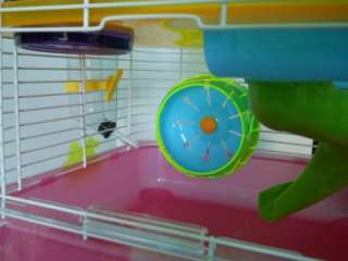Level Clear Plastic Dwarf Hamster, Mice Cage with Ball on Top, Blue 