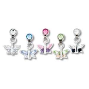 Microdermal Dangling Clear Crystal Butterfly Charm   Magnetic   Fully 