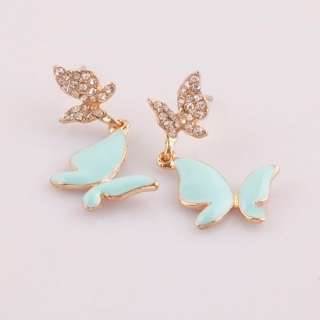 Shiny Rhinestone Butterfly Stud Elegant Earrings  